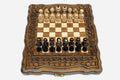 Travel Chess Set with Ornaments - handmade wooden chess set