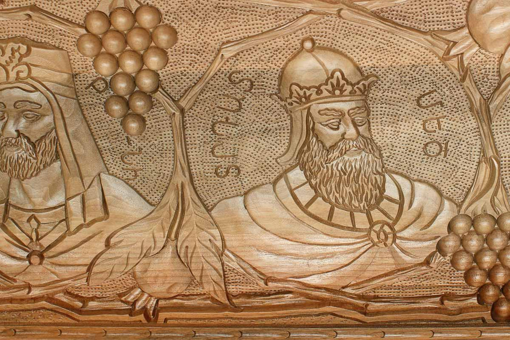 The backgammon board opened to show the wooden playing surface
