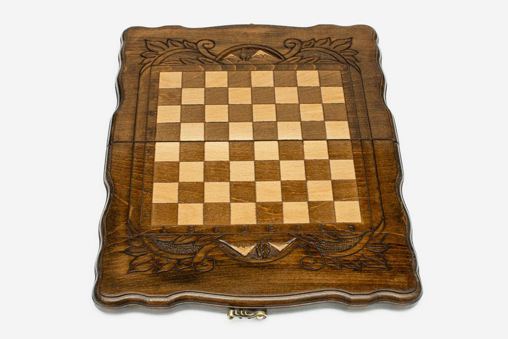 Armenian chess set open to the 11.8 inch / 30 cm playing field