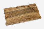 Angled view of the Ararat and Khor Virap walnut backgammon board
