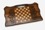 Angled view of the Echmiadzin cathedral backgammon board