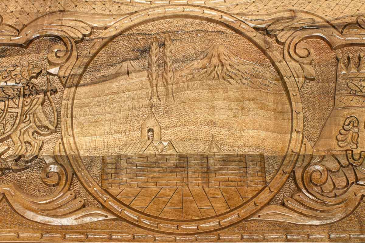Close-up of the right carved scene