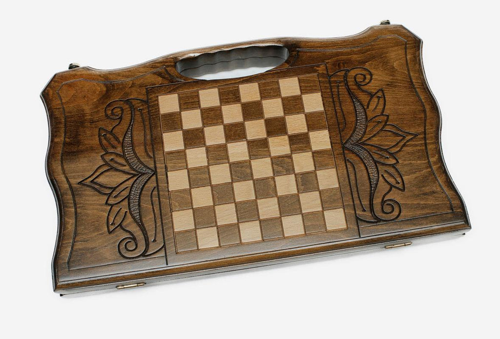 Angled view of the Saint Hripsime church backgammon board