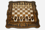 Luxury chess set with carved ornaments, 23.6 inch / 60 cm - handmade board