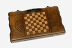 Angled view of the mini Mount Ararat backgammon board