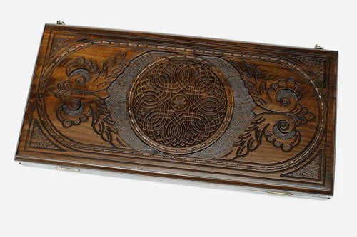 Armenian backgammon set carved with circle ornaments