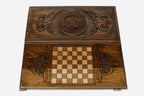 Armenian backgammon set interior with carved points
