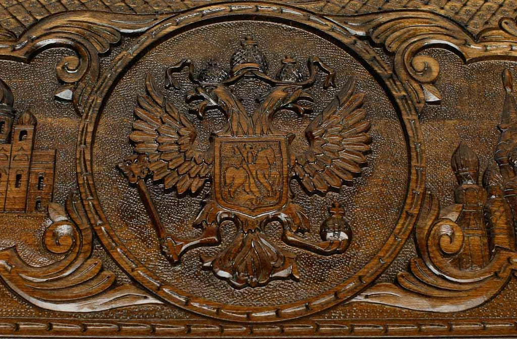 Close-up of the carved Russian cathedral
