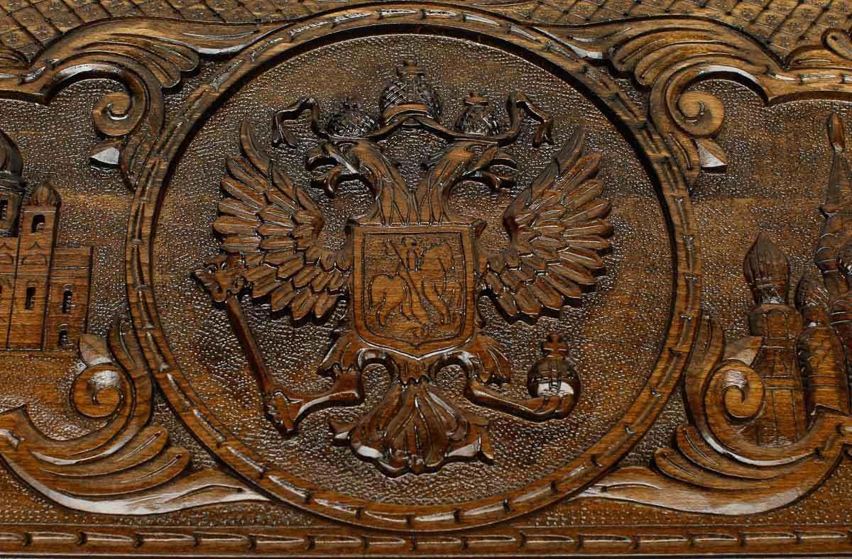 Close-up of the carved Russian cathedral