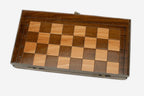 Classic travel chess set with 32 wooden pieces and carrying bag