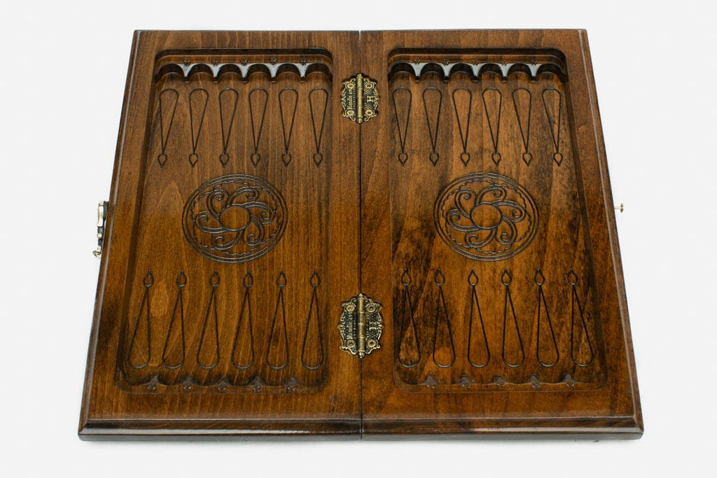 Clean hand-carved border on a compact classic chess board - detail