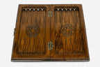 Clean hand-carved border on a compact classic chess board - detail