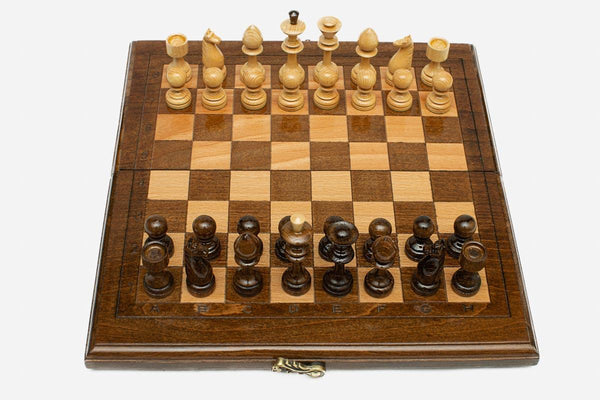 Classic travel chess set, 11.8 inch / 30 cm - handmade wooden chess set