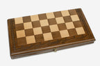 Classic border chess backgammon set folded with bronze hinges and clasps