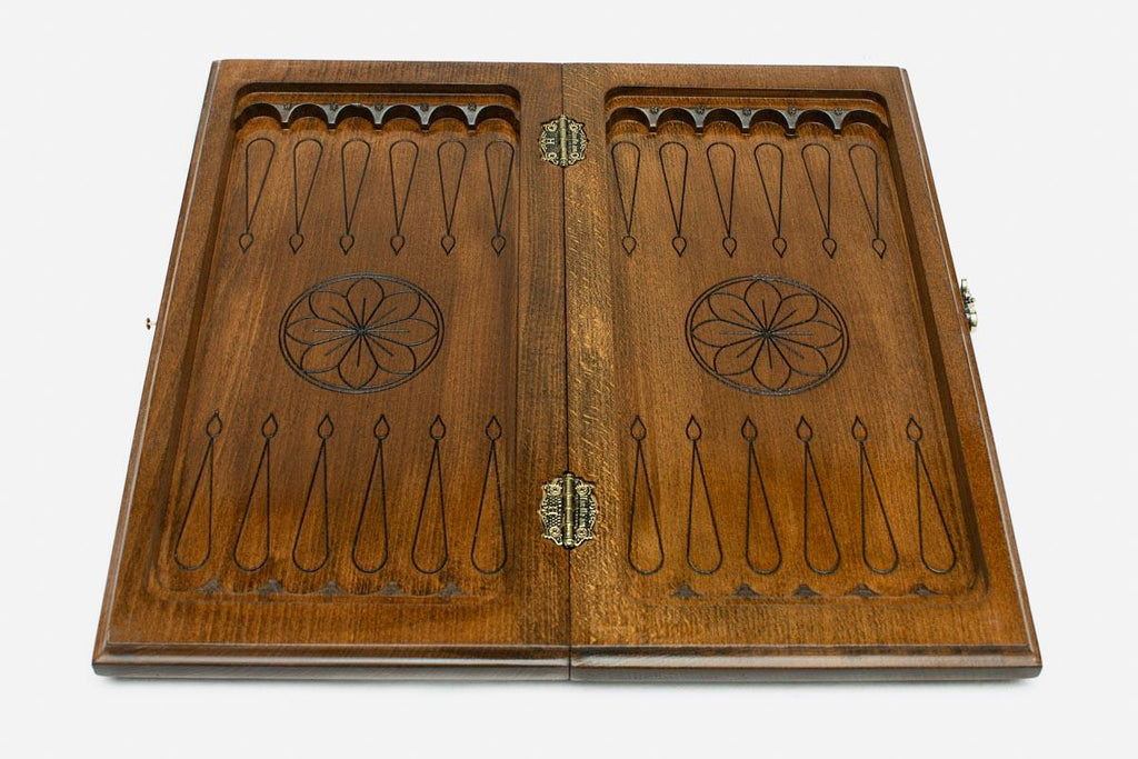 Classic hand-carved border on a wooden combo chess board - detail