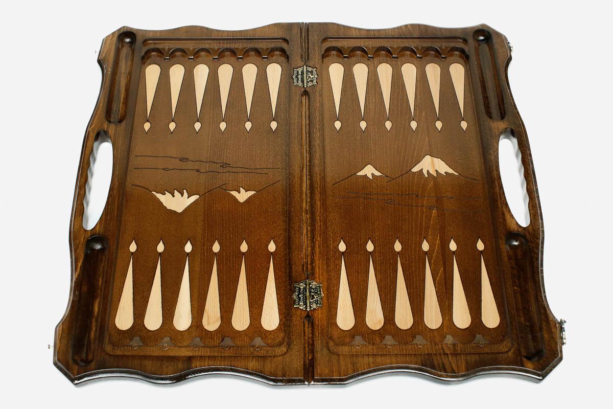 Mount Ararat hand-carved at full scale on a luxury chess board - detail
