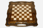Chess set open with the backgammon playing field inside - 23.6 inch / 60 cm