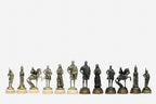 The twelve-sided carved chess board shown with both bronze armies in place