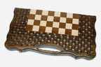 Luxury wooden chess backgammon set with lattice carving