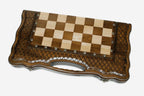 Luxury wooden chess backgammon set with carved ornament