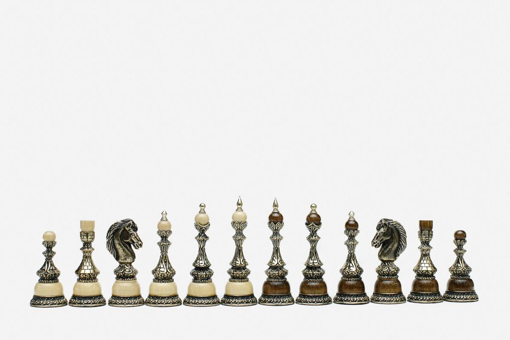Luxury wooden chess backgammon set with bronze army
