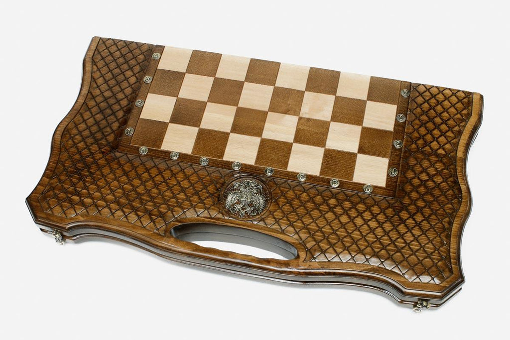 Luxury wooden Russian chess backgammon set