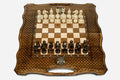 Luxury Russian chess set with the double-headed eagle carved at center
