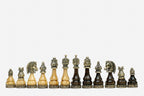 Luxury wooden Russian chess backgammon set with bronze army