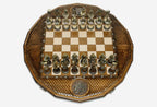 Detail of the Armenian coat of arms inlaid in metal within the lattice border