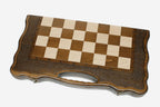 Classic chess and backgammon set shown folded