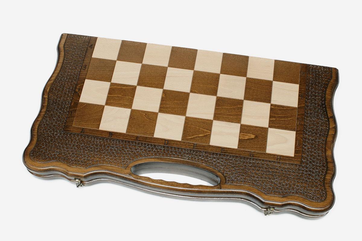 Classic chess and backgammon set shown folded