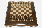 Luxury chess backgammon set with a hand-carved classic border