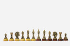 Decagon chess table with figural bronze pieces - full view