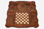 Armenian backgammon set interior with carved points
