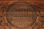 Carved reverse face of the Garni backgammon set