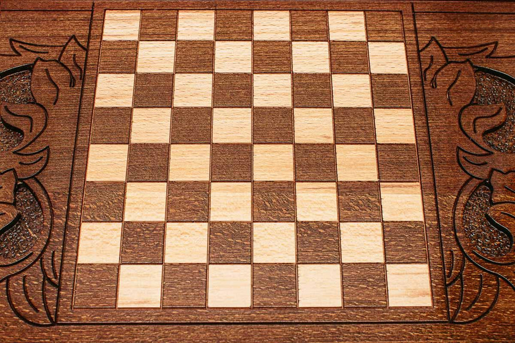 Garni temple Armenian backgammon set with checkers and dice