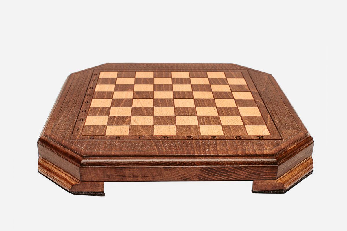Classic travel chess set shown folded