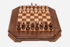 Compact wooden chess board with classic border