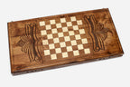 Ararat over Yerevan backgammon set folded, carved skyline showing