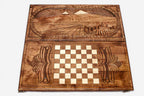 Armenian backgammon set interior with carved points
