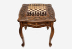 Luxury carved wooden chess table on a hand-carved pedestal