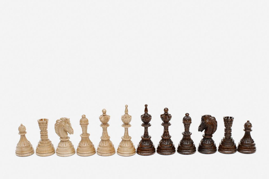 Handmade carved chess table with integrated storage