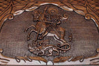 Side view of the folded Saint George backgammon board