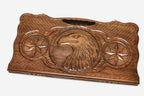 The backgammon board opened to show the wooden playing surface
