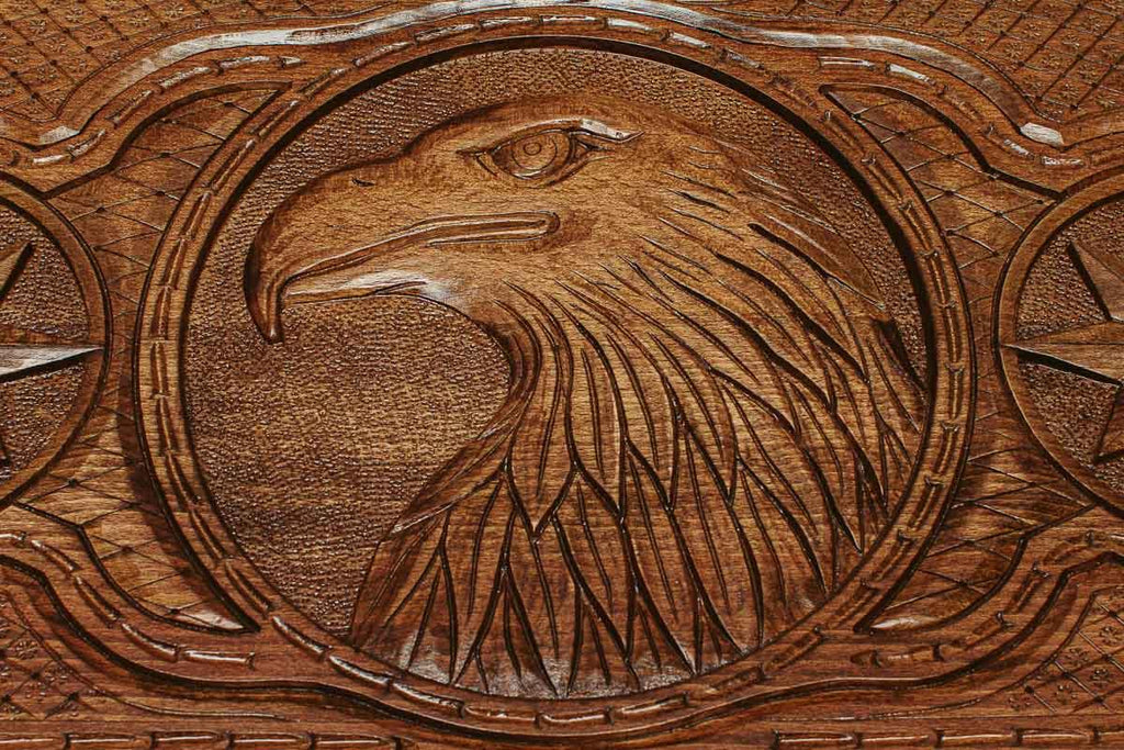 Detail of the carved scrollwork