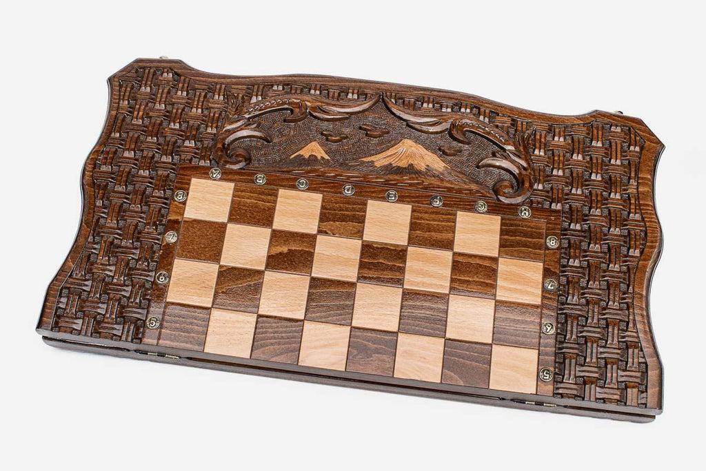 Full-size Armenian chessboard with Ararat relief