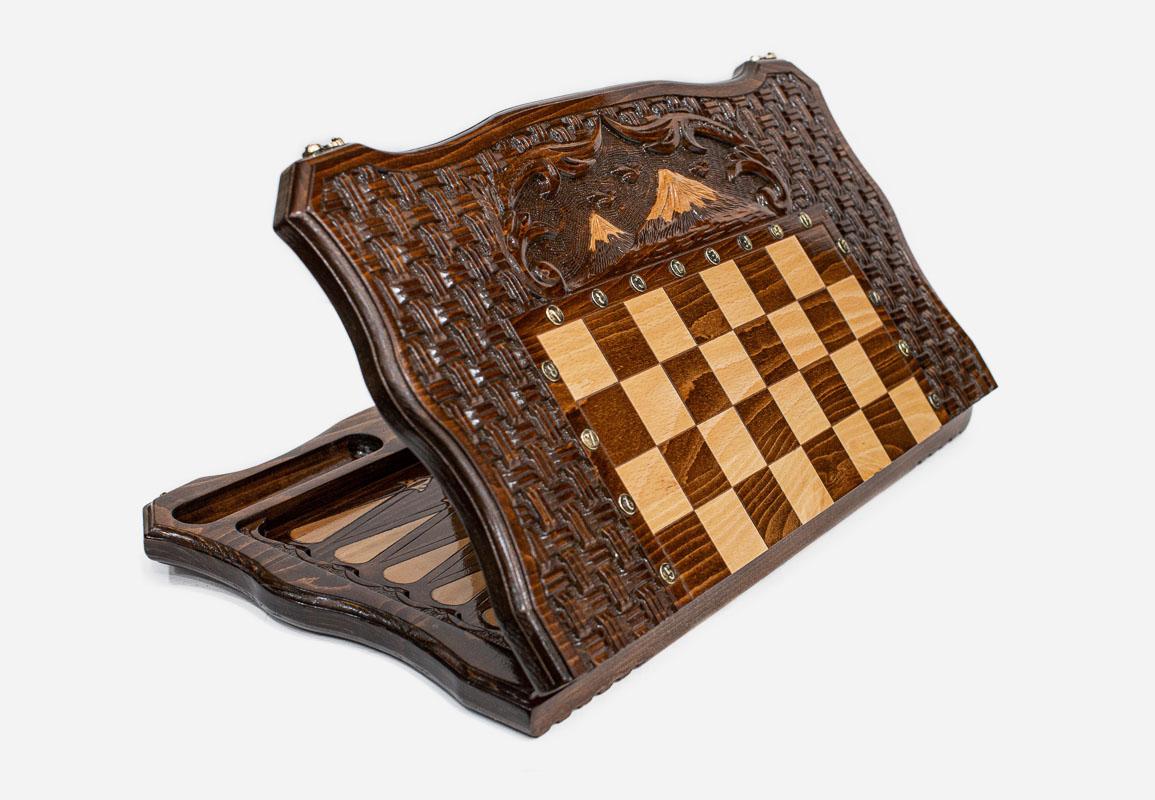 Handmade Armenian chess set with wooden pieces