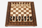 Luxury chess set with hand-carved floral ornament border