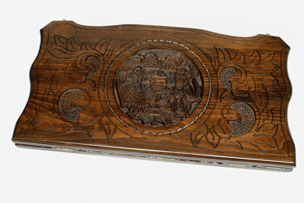 Armenian backgammon set with the coat of arms, full view