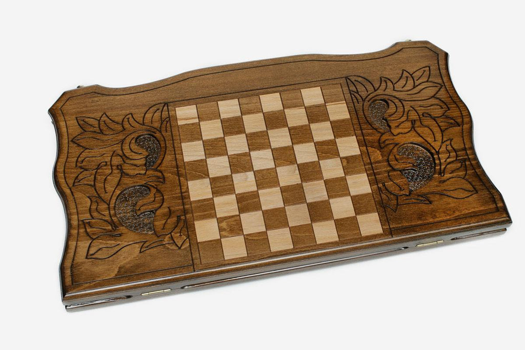Folded Armenian backgammon board with carved ornament